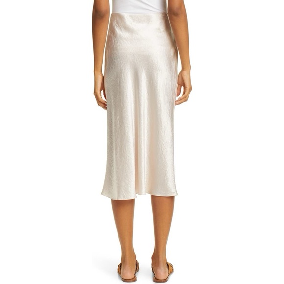 Vince Slip Midi Satin Skirt Size XL Ivory Off White Minimalist 90s Acetate - Picture 4 of 12